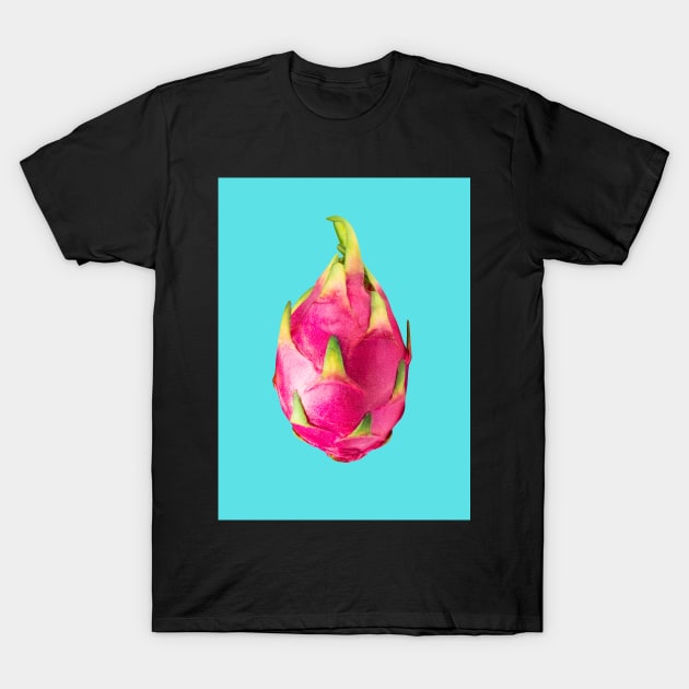 Dragon Fruit Bright Turquoise - Funky Hong Kong Summer Fruits T-Shirt by CRAFTY BITCH